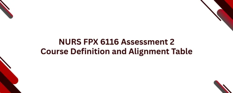 NURS FPX 6116 Assessment 2 Course Definition and Alignment Table